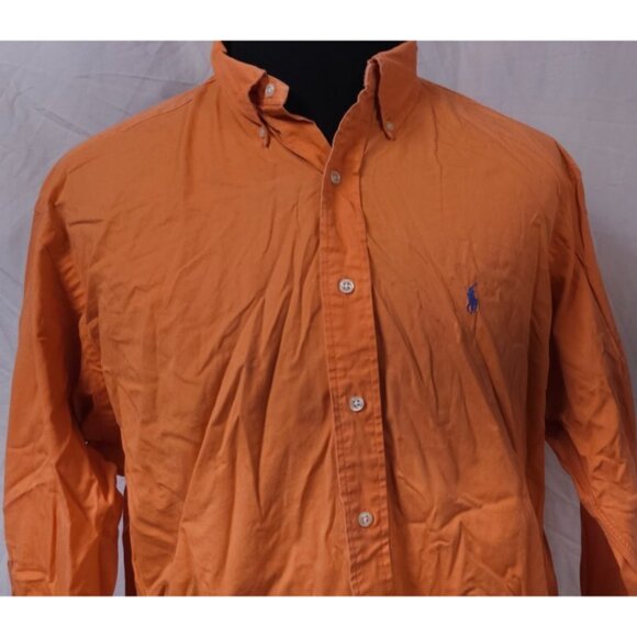 Ralph Lauren Blake Mens Large Sun Washed Orange Button Down Long Sleeve Shirt - Picture 2 of 10